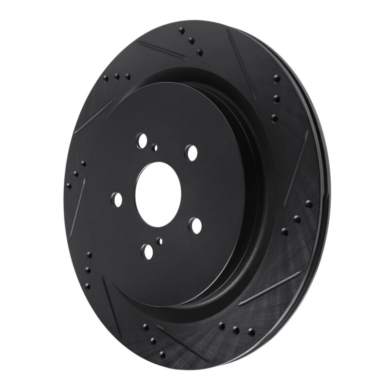 Lexus RX350 Brake Rotor (1) - Rear Right - R1 Concepts - Drilled & Slotted - Black - `16-`22